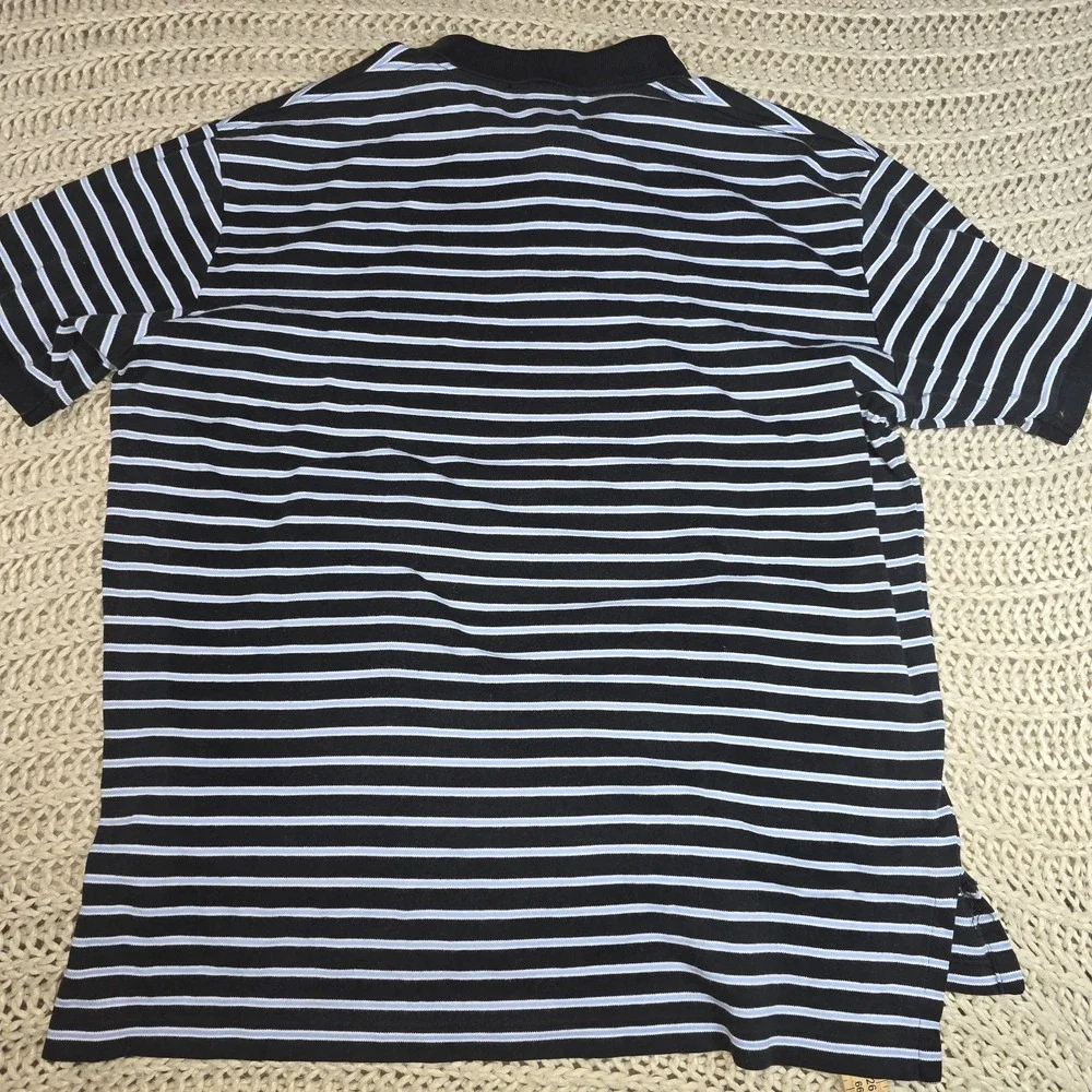 Polo Ralph Lauren Blue Stripe, Red Pony Polo Shirt Men's Large 100% Cotton